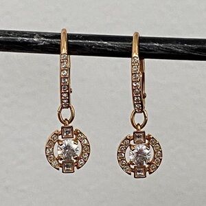 Swarovski Gold Plated Caged Crystal Drop Lever Back Earrings